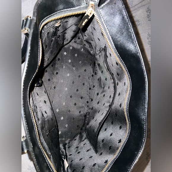 Large Kate Spade black leather tote purse - Picture 3 of 4